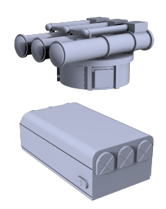 Valise + tubes lance-torpilles TLT 550mm 1/144 x2 - en impression 3D